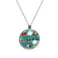thumbnail image 1 of Christmas sled Glass Design Circle Pendant Women's Necklace, 1 of 5