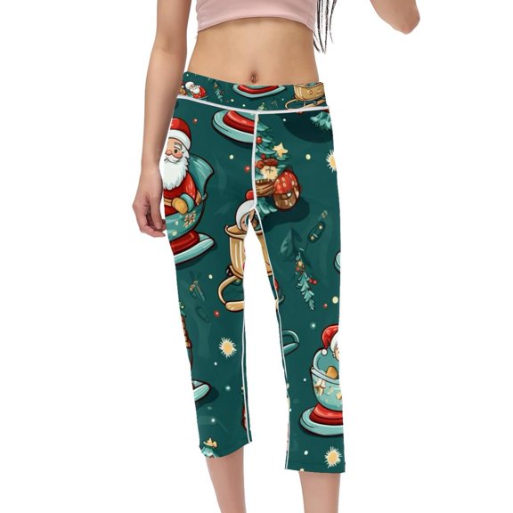 Christmas sled High Waist Capris Gym Leggings Yoga Pants Fitness Running Printed Leggings for Women Gym Pants Non-See Through Stretchy Workout Tights