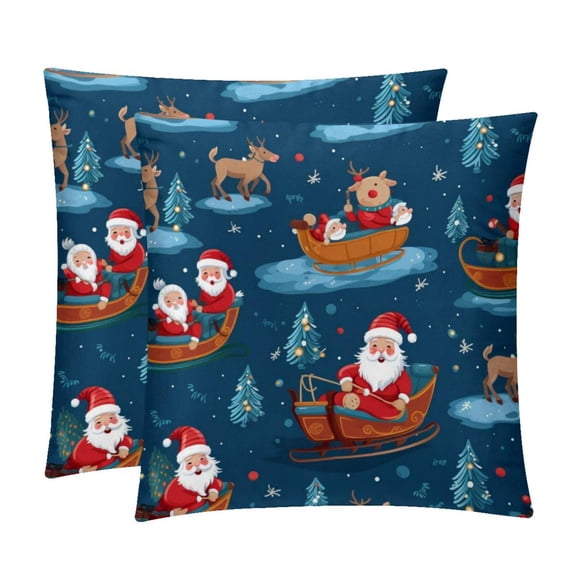 Christmas sled Pillow Covers and Throw Pillow Inserts - Set of 2, Available in 16x16, 18x18, and 20x20 Inches, Featuring Unique Patterns for Home Decor