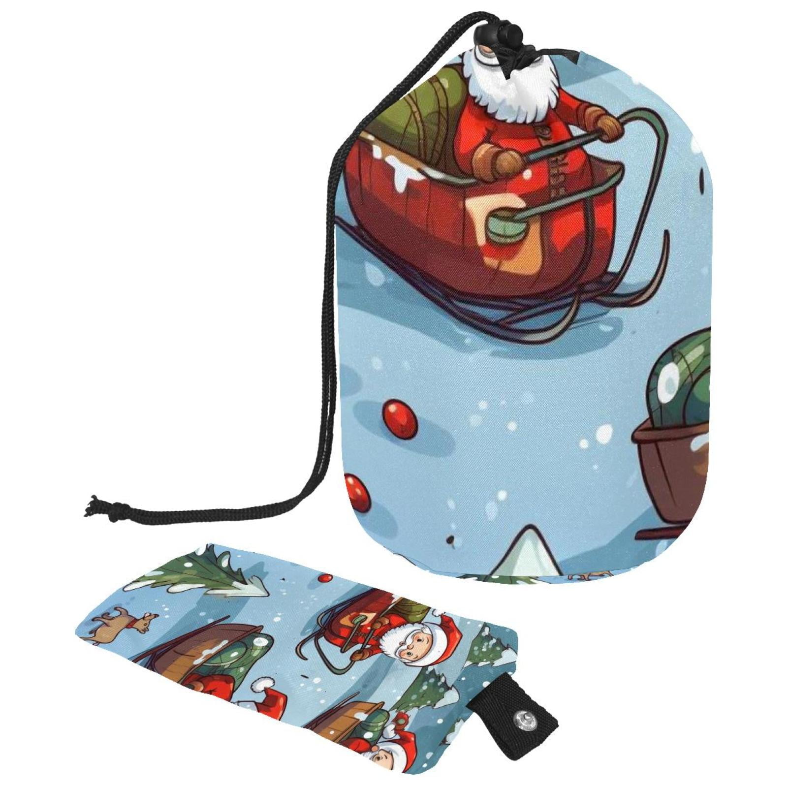 Christmas sled Portable Drawstring Foldable Travel Shower Bag Wash Bag