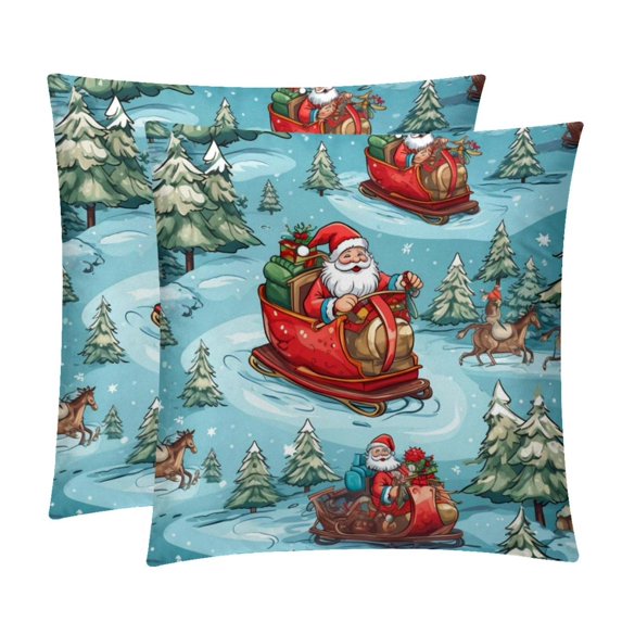 Christmas sled Set of 2 Velvet Throw Pillow Covers Inserts for Bed Pillow, Decorative Pillows - 16x16 18x18 20x20 Inches with Unique Patterns for Various Occasions
