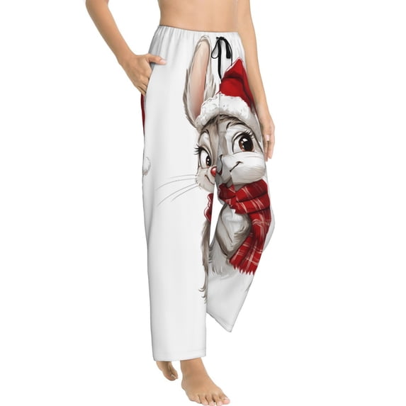 Christmas smile bunny Pajama Pants Women - Soft Breathable Sleep & Lounge Pants for Women, Comfy Casual Pj Pants Bottoms with Pockets