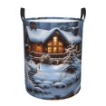 Christmas snow basket circular laundry basket storage basket foldable