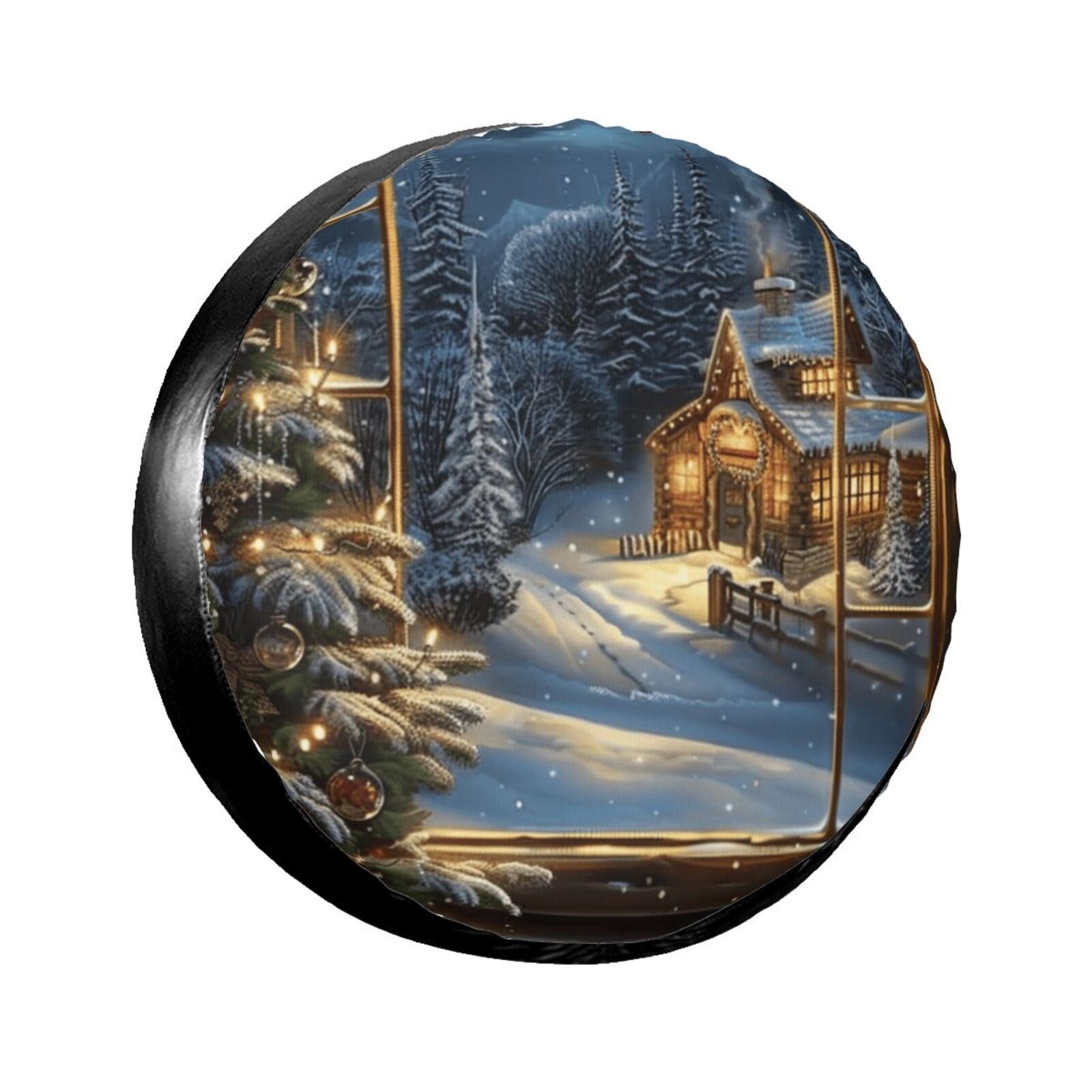 Christmas snow building Spare tire cover, wheel protector, weather