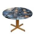 Christmas snow design Round Vinyl Fitted Tablecloth, Waterproof Elastic