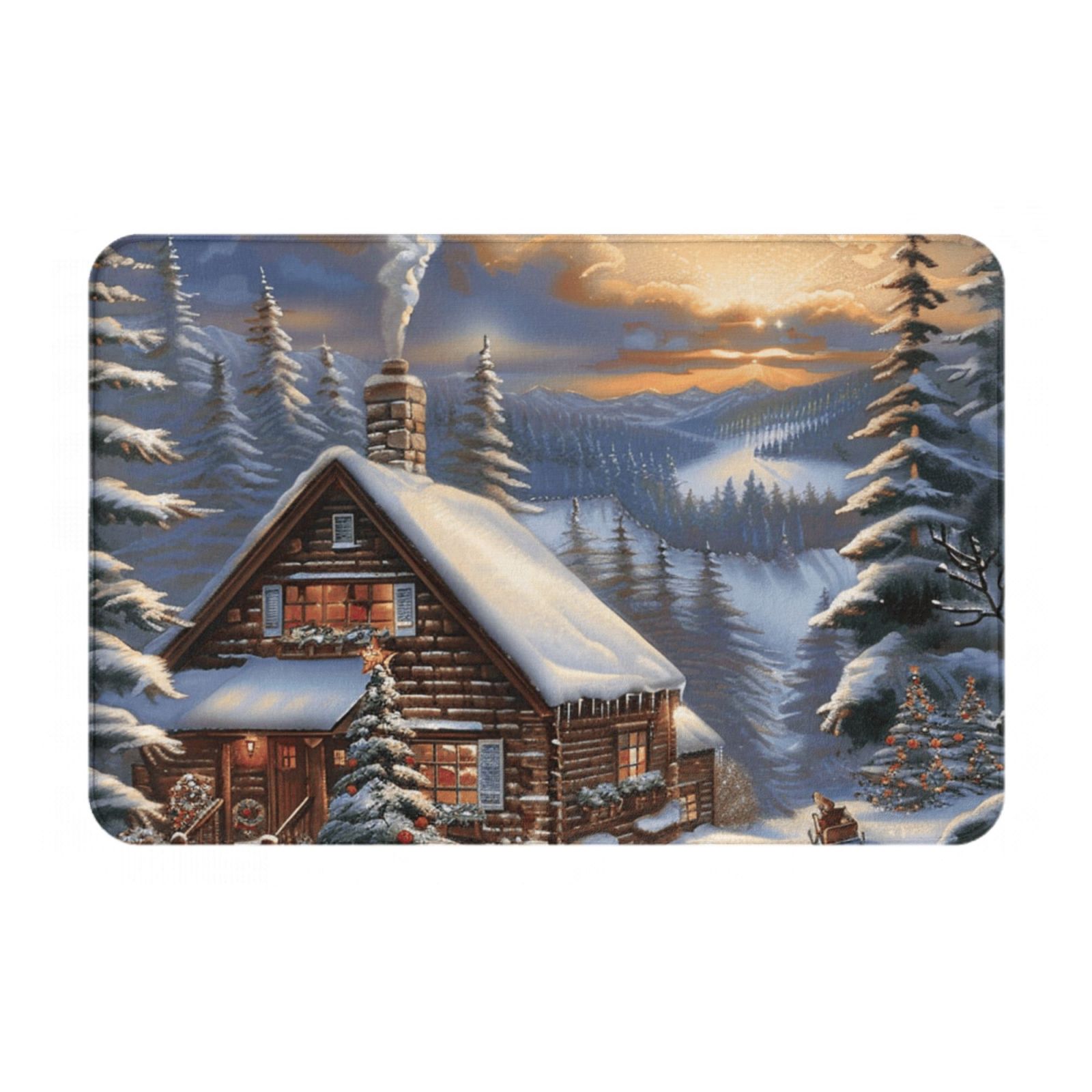 Christmas snow scene Door mat, entrance mat, carpet, indoor/front door