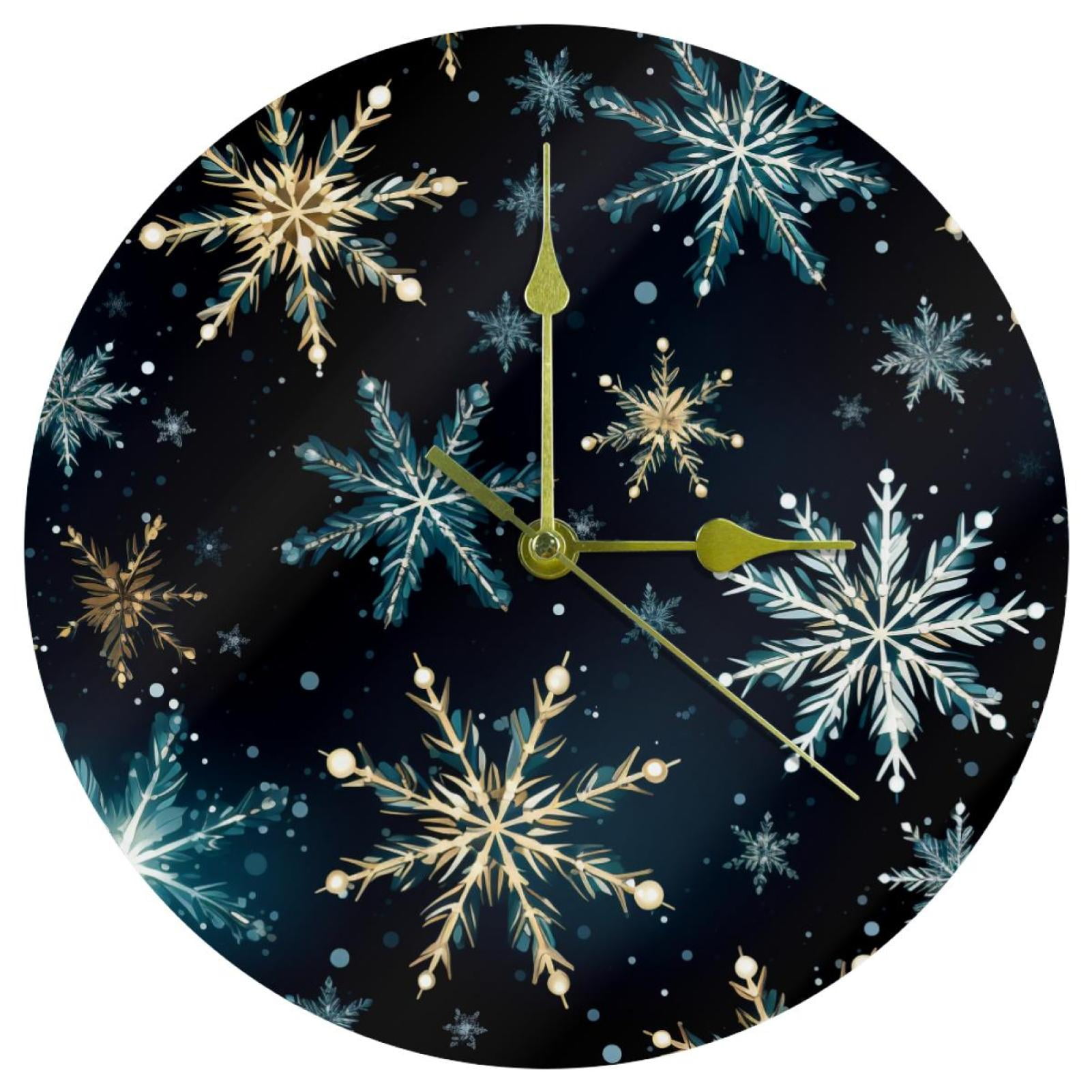 Christmas snowflakes Acrylic Circular Wall Clock Stylish Timepiece