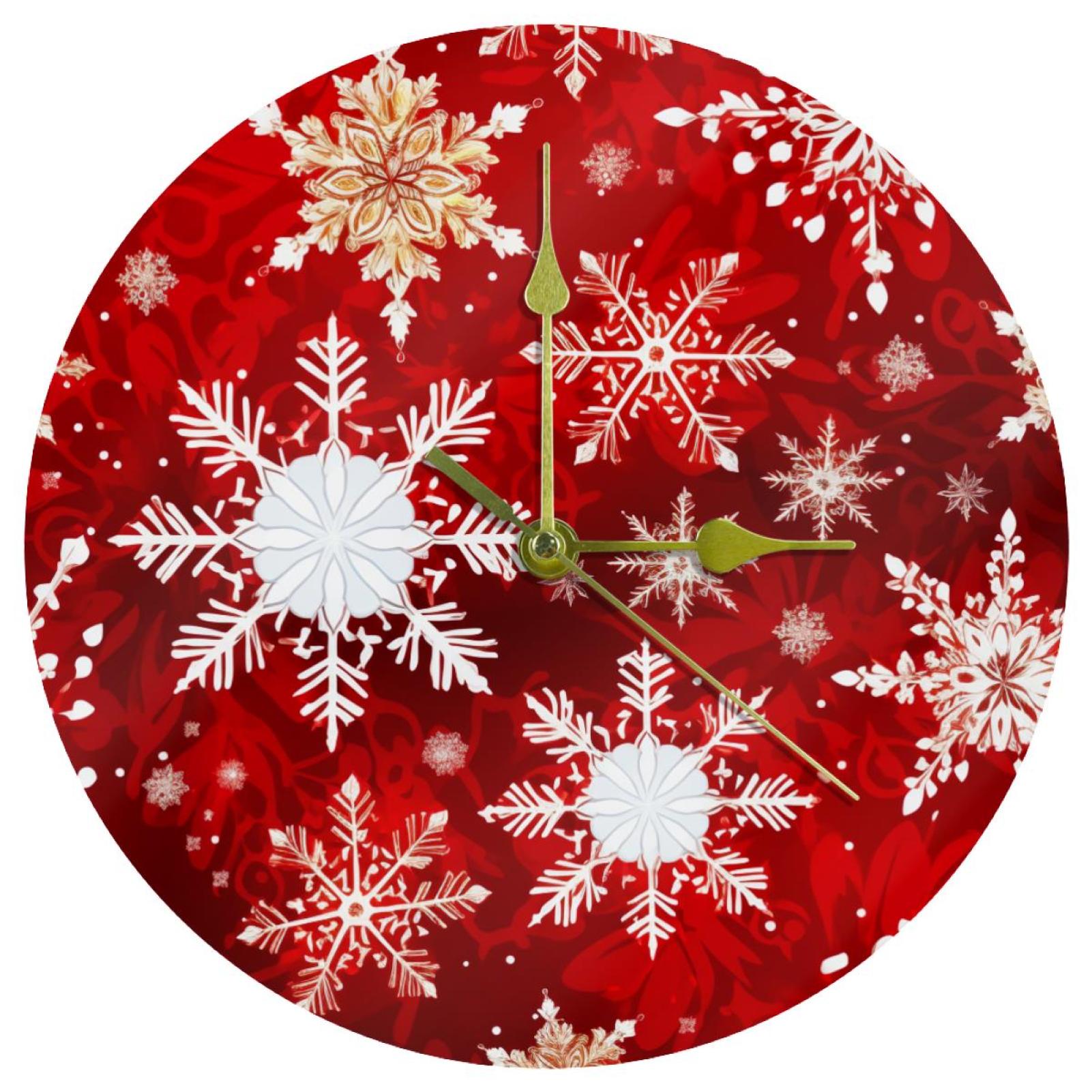 Christmas snowflakes Circular Acrylic Wall Clock Elegant Timepiece