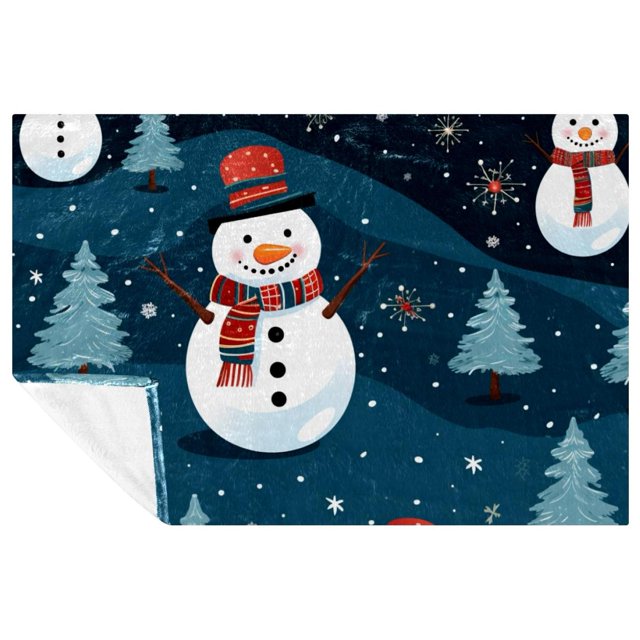 Christmas snowman Custom Printed Microfiber Throw Blanket Soft and