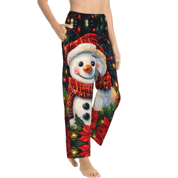 Christmas snowman F Pajama Pants Women - Soft Breathable Sleep & Lounge Pants for Women, Comfy Casual Pj Pants Bottoms with Pockets