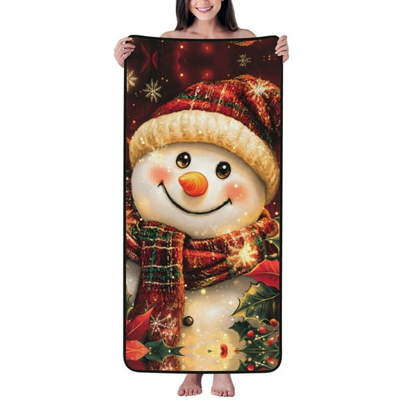 Christmas snowman I Cotton Bath Towels for Bathroom - Microfiber Quick Dry Towels for Body Bath Sheets, Personalized Beach Towel, Soft Shower Towels for Travel Home Beach 27*55in