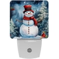 thumbnail image 1 of Christmas snowman LED Square Night Lights - Energy Efficient Plug-in Wall Lamp with Auto Sensor, Soft Glow Illumination - for Bedroom, Nursery, Bathroom - Set of 2, White, 1 of 6