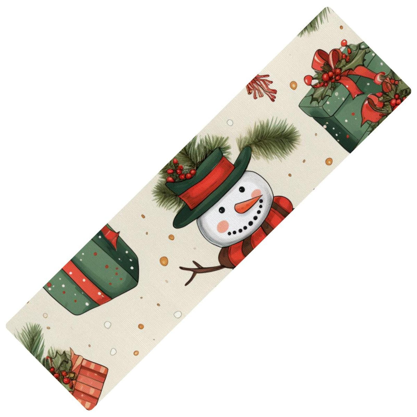 Christmas snowman Rectangular Kitchen Runner Rubber Mats, 15.7"x59", Washable, , Absorbent