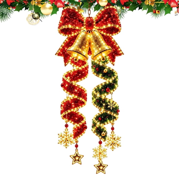 Christmas spiral chandelier with LED lights, warm light Christmas lights, battery-powered, suitable for holiday home exterior decoration