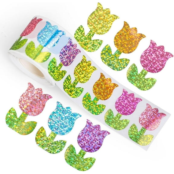 Christmas sticker rolls, laser light bulb sealing stickers, 5 colors, waterproof self-adhesive Christmas stickers, suitable for envelopes, diary decorations, party supplies, 1000 sheets.