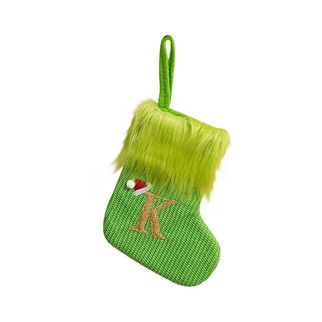 Christmas stockings Festive Green Christmas Stocking with Faux Fur Trim