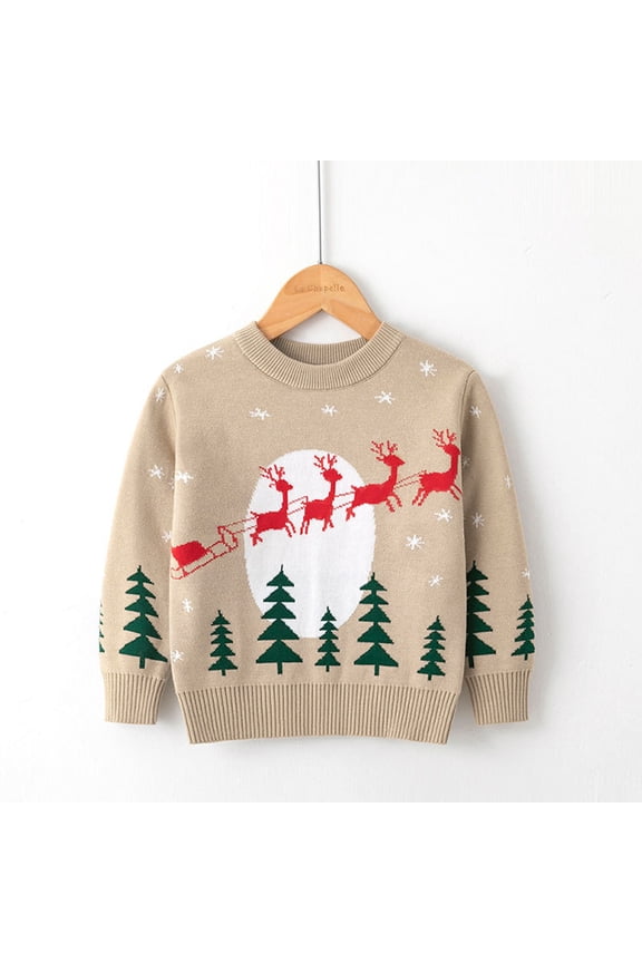 Christmas sweatshirt children's clothing long-sleeved shirt knitted jumper cardigan Christmas costume snow jumpsuit toddler baby spring deer tops for winter autumn120 Yards