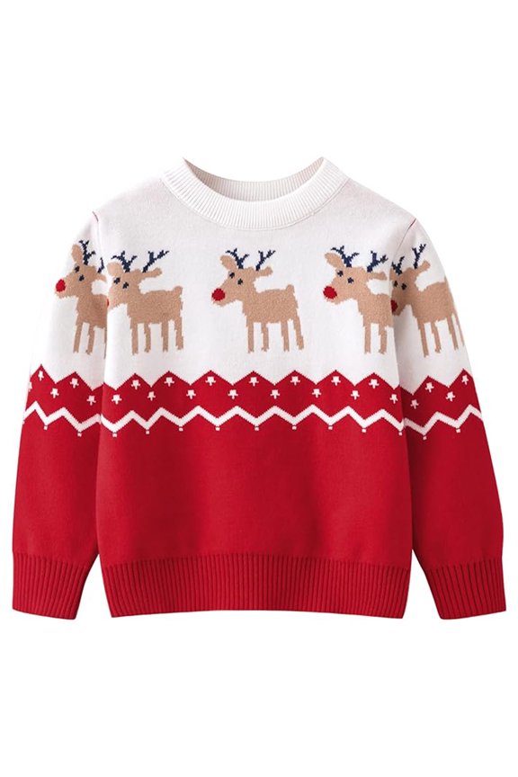 Christmas sweatshirt children's clothing long-sleeved shirt knitted jumper cardigan Christmas costume snow jumpsuit toddler baby spring deer tops for winter autumn120 Yards
