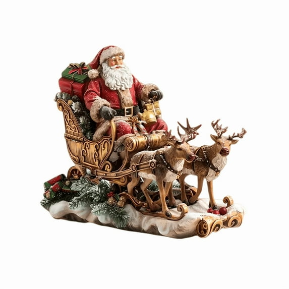 Christmas table decorations Santa Claus Sleigh and Reindeer Tabletop Decor, santa claus standing decor for Home Office Desk Ornament