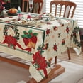 thumbnail image 1 of Christmas tablecloths for rectangle tables 60 x 84 Inch, Christmas Poinsettia & Holly Decoration Tablecloth, Water Resistant and Wrinkle-resistant Durable Table Cover for Xmas, Holiday, Winter, Yellow, 1 of 5