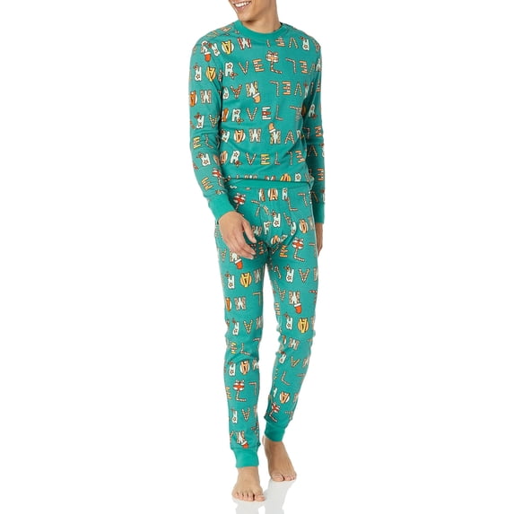 Christmas-themed Adult Long-sleeved Loungewear Set With Printed Striped Pants