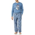 thumbnail image 1 of Christmas-themed Adult Long-sleeved Loungewear Set With Printed Striped Pants, 1 of 1