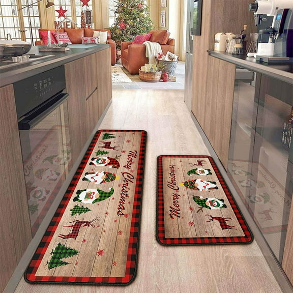 Christmas-themed Carpet/Door Mat. Non-Slip, Absorbent, fits bathroom/porch, easy to clean, holiday-themed, household use.