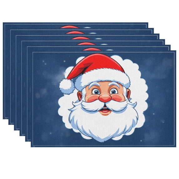 Christmas-themed Durable Placemats Stylish Santa Claus Cute Cartoon Style Front Door Entrance Mats Washable Heat-Resistant Fade-Resistant Door Mat, for Coffee Table Kitchen 6Pcs 17.7x13 Inches