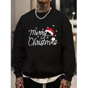 Christmas-themed slogan print long-sleeved crew neck sweatshirt