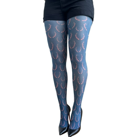 Christmas tights teal and pink Antler for all women