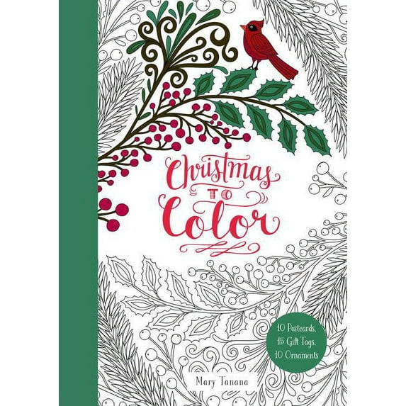 Christmas to Color: 10 Postcards, 15 Gift Tags, 10 Ornaments: A Christmas Holiday Book for Kids, (Paperback)