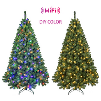 Christmas tree 6 FEET Prelit Artificial Indoor Pine Tree 917 Branch Tips 280 Lights Dunhill Fir with Hinge Foldable Metal Base Green