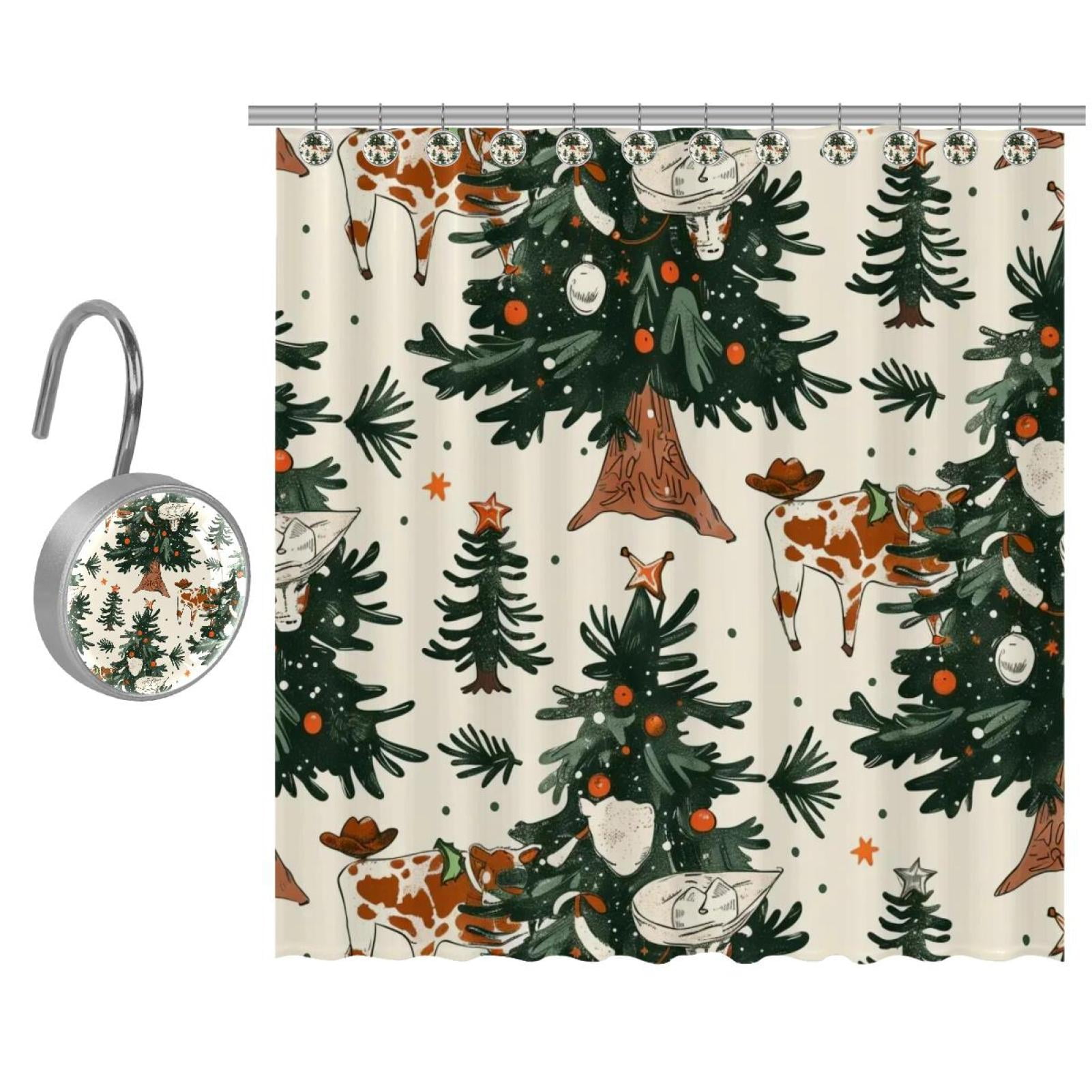 Christmas tree 7 Shower Curtains for Bathroom Odorless Curtain for