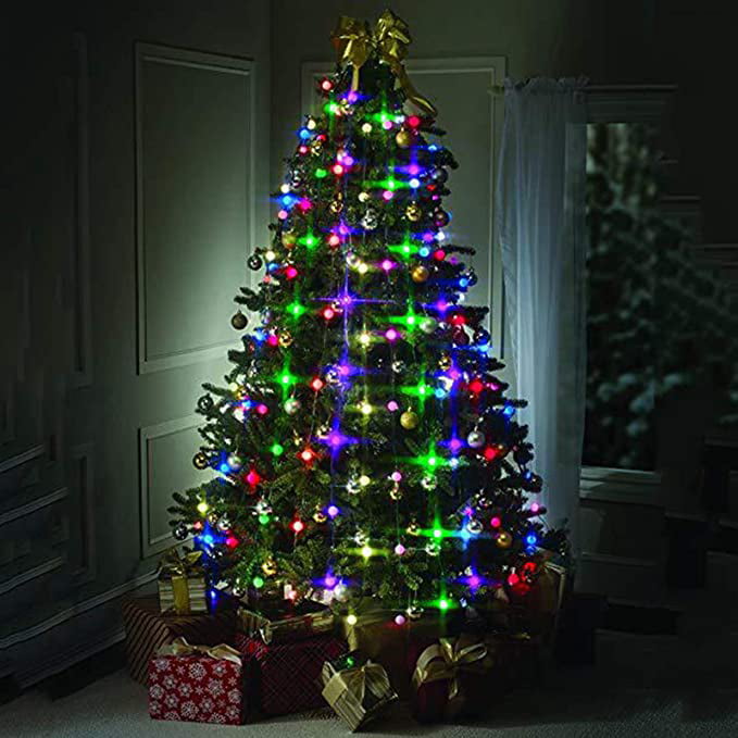 Christmas tree LED light string, Christmas tree decoration LED light  string, 64 LED lights, multi-color stackable