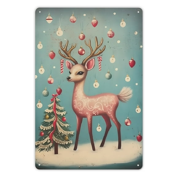 Christmas tree Metal Tin Signs Decorative Plaque, 12"x8", General Fit, No Electricity Needed, for Home, Cafe, Bedroom Wall Art, Metal Wall Art Decor