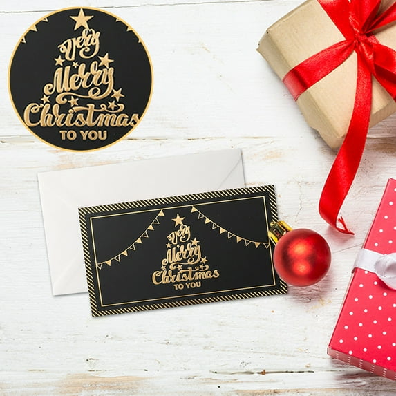 Christmas Tree Black - Christmas Convex Greeting Card Christmas Old Man Snowman Deer Three-Dimensional Christmas Holiday Greeting Card