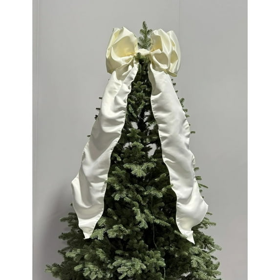 Christmas tree bow with long tails ribbon bow christmas tree topper large bowknot Home Wreath Wall Holiday Birthday Wedding Party Decor