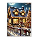 Christmas tree and cozy cottage decorations 1000 Piece Adult Jigsaw