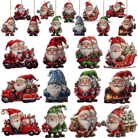 Christmas tree decoration, gingerbread man wooden pendant set, 24piece set