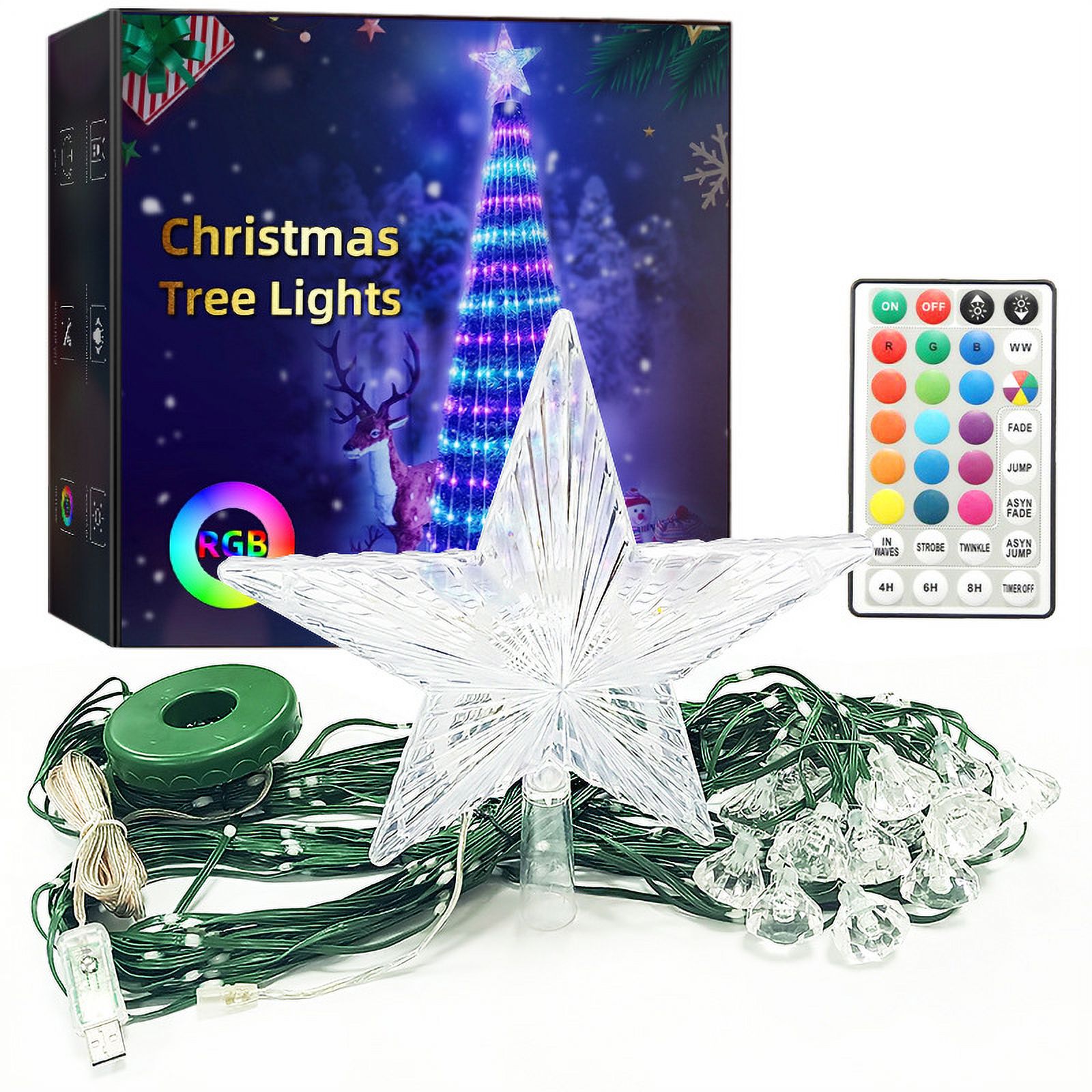 Christmas tree decorative light, 380 RGB LED light, Christmas tree star