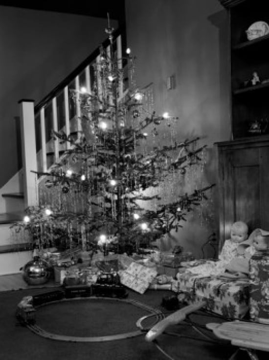 Christmas tree in living room Canvas Art - (24 x 36)