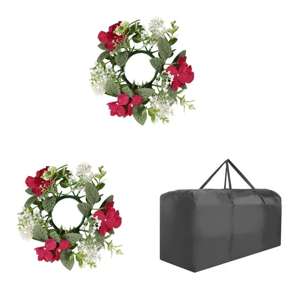 Christmas tree storage bag and two candle garlands,for artificial trees, waterproof storage bag with reinforced handles and zippers for holiday decoration storage(wreath diameter:9.84Inch)