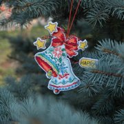 Wizardi Counted Cross-Stitch Kit on Plastic Canvas with Christmas Tree Toy. Christmas Ornament 4.72x5.91 Inches. Plastic Canvas Sheet. Marvelous for Embroidery & Craft Amateurs. Charivna Mit