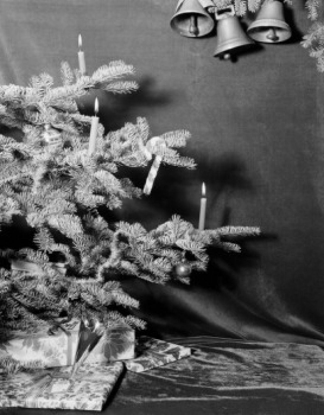 Christmas tree with gifts and candles on branches Canvas Art - (18 x 24)