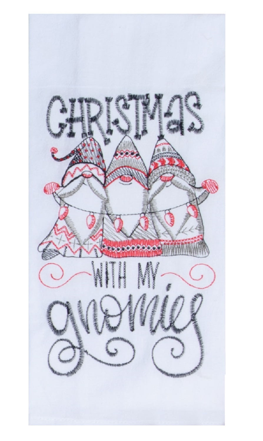 Christmas with My Gnomies Nordic Gnomes Holiday Kitchen Flour Sack Towel