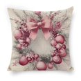 thumbnail image 1 of Christmas wreath, pink, ornamentslinen toss pillowcase decoration pillowcase gifting preferred 24x24 inch cushion cover sofa pillowcase sofa bedroom living room car, 1 of 6