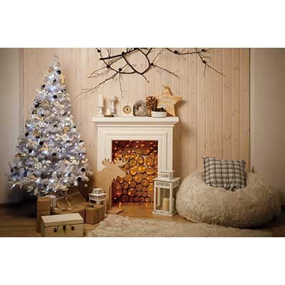 Christmas02 Photo Studio Background Xmas Trees Fireplace Backdrops Western Living Room Party rations Back Drop