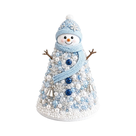 Christmas3D Diy Beaded Christmas Tree Craft Kit Featuring Hand-Assembled Snowman Design with Knit-Style Hat and Scarf, Decorative Beaded Ornament for Home Tabletop and Office Desk
