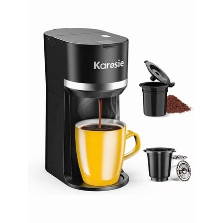 ChristmasSingle Serve Coffee Maker  And Ground Coffee, Fast Brew, 6-12 Oz Brew Sizes One Cup Coffee Fits 5.5 Mugs, One-Button Small Coffee Maker With Descaling Reminder,Black