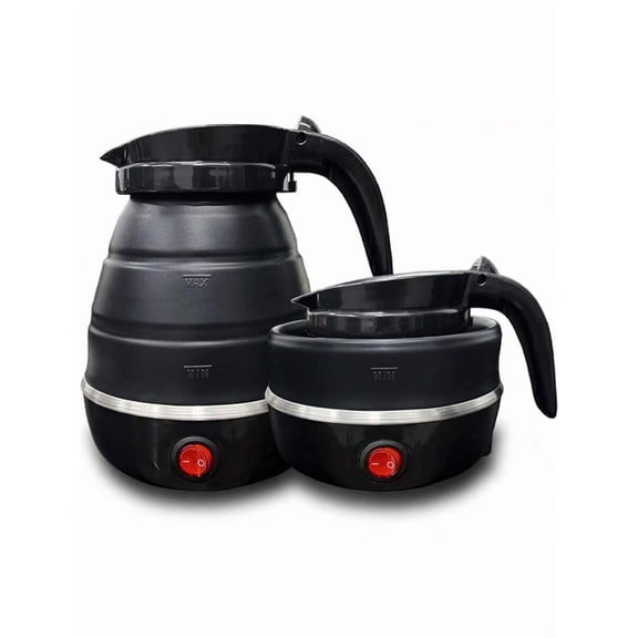 ChristmasTravel Kettle Small Foldable Portable Kettle,Silicone Collapsible Heating Boiler Tea Pot Camping,Easy Storage With Separable Cord (Blue Pro)